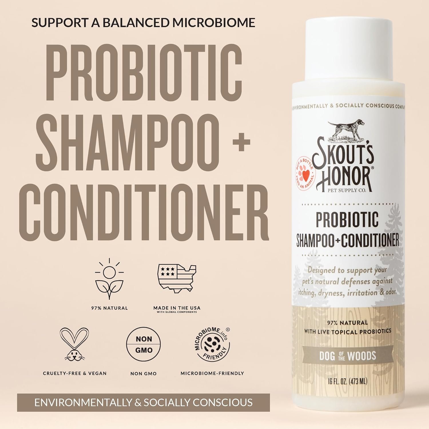 Skout’s Honor Probiotic Natural Dog Shampoo and Conditioner with Avocado Oil & Omega-3s, Gentle Puppy Shampoo, Hydrating Dog Conditioner, 97% Natural, Paraben & Sulfate-Free, Cruelty-Free, 16 oz - Image 2