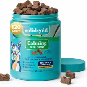 Solid Gold Calming Chews for Dogs - Dog Calming Chews w/Melatonin for Separation, Stress & Hyperactivity Relief - Supports Relaxation for Travel, Fireworks & Storms - All Ages & Sizes - Bacon 120ct