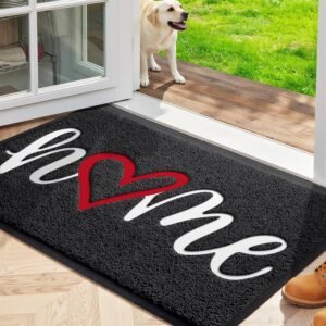 StepLively Door Mat Home Welcome Mats Outdoor and Indoor, Heavy-Duty Low-Profile Non-Slip Front Welcome Mat for Home Entrance, Outside Entry, Yard, Floor, Patio (30''x17.5'', Black)