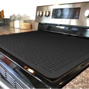 Stove Top Cover for Electric Stove - Silicone Stove Mat for Glass Top, Glass Cooktop Protector For Kitchen,Multi-functional Oven Covers for Electric Stove (Black,28 x 20)