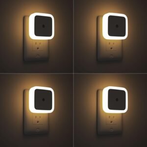 Sujeet Night Light, Night Lights Plug into Wall 4-Pack, Nightlight Plug in Night Lights, Dusk to Dawn Night Lamp Led Night Light for Bedroom, Bathroom, Hallway Warm White