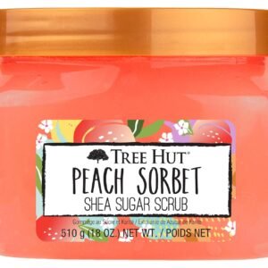 Tree Hut Peach Sorbet Shea Sugar Scrub, Exfoliating, Hydrating & Moisturizing Body Scrub with Shea Butter & Nourishing Essential Oils, Smooth & Soften Skin, 18 oz