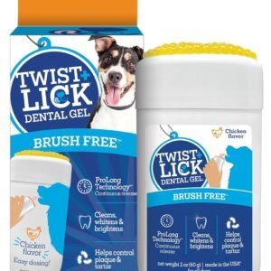 Twist + Lick Dental Gel for Dogs, Cleans Teeth and Freshens Breath for 24 Hours, Chicken Flavor, 2 oz, 30 Day Supply