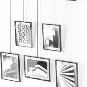 Umbra Exhibit Picture Frame Gallery Set, Adjustable Wall Collage Displays Five Photos (Two 4x6 and Three 5x7), Set of 5, Black