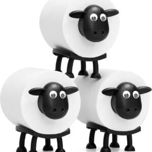 VELENTI Sheep Toilet Roll Holder, Free Standing Bathroom Set, 3D Printed, Funny Hilarious Black Sheep Loo Roll Holder, Tissue Paper Storage, Cute Bathroom Decor, X3, Set of 3