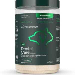 VETRISCIENCE Dental Care Powder - Dental Supplement Powder for Dogs & Cats - Supports Breath Freshening - Healthy Teeth & Gums - Easy-to-Use Oral Hygiene for Pets - 16 oz