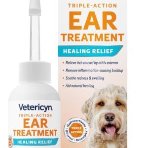 Vetericyn Triple-Action Ear Treatment for Dogs & Cats - 1% Hydrocortisone Ear Drops for Dog Ear Infection Relief - Fast Itch Relief & Healing with Otizyme Blend. 1.5 Ounce