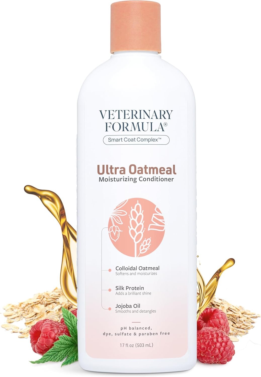 Veterinary Formula Smart Coat Complex Ultra Oatmeal Moisturizing Conditioner for Dogs, 17 Fl oz – with Colloidal Oatmeal & Jojoba – Leaves Coat Soft, Shiny, Hydrated, Strong, with Long-Lasting Scent