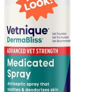 Vetnique DermaBliss Advanced Strength Chlorhexidine for Dogs Skin Spray - Antibacterial Medicated Spray for Skin Infections & Irritation, Hot Spots & Yeast Areas (Medicated Spray, 8oz)