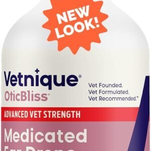 Vetnique Oticbliss Cat & Dog Ear Infection Treatment Drops, MicroSilver Yeast Infection Treatment for Dogs, Hydrocortisone for Itching, Redness Swelling (Ear Infection)
