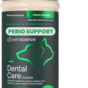 VetriScience Dental Care Powder, Clinically Tested Dental Supplement for All Dogs & Cats, Freshen Breath, Control Plaque & Tartar, Oral Health with Probiotics, Perio Support, 4.2 oz