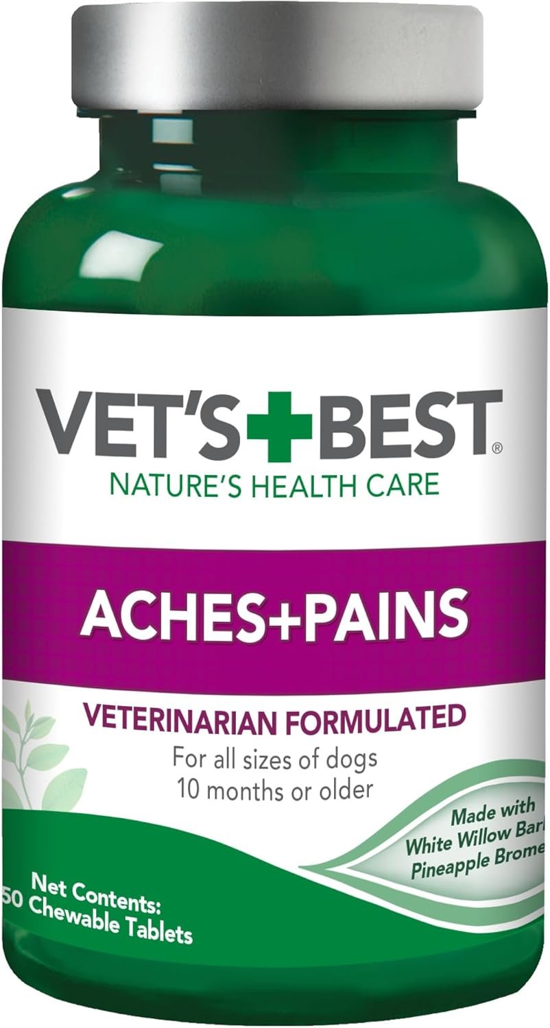 Vet’s Best Aches + Pains Dog Supplement, Vet Formulated for Dog Occasional Discomfort and Hip and Joint Support, 50 Chewable Tablets