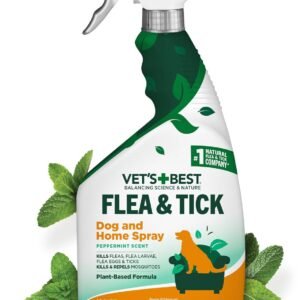 Vet’s Best Indoor Flea and Tick Spray – Dog Flea and Tick Treatment for Home, Plant-Based Formula with Natural Oils, Kills Fleas, Eggs & Ticks on Contact, Made in USA, 32 oz