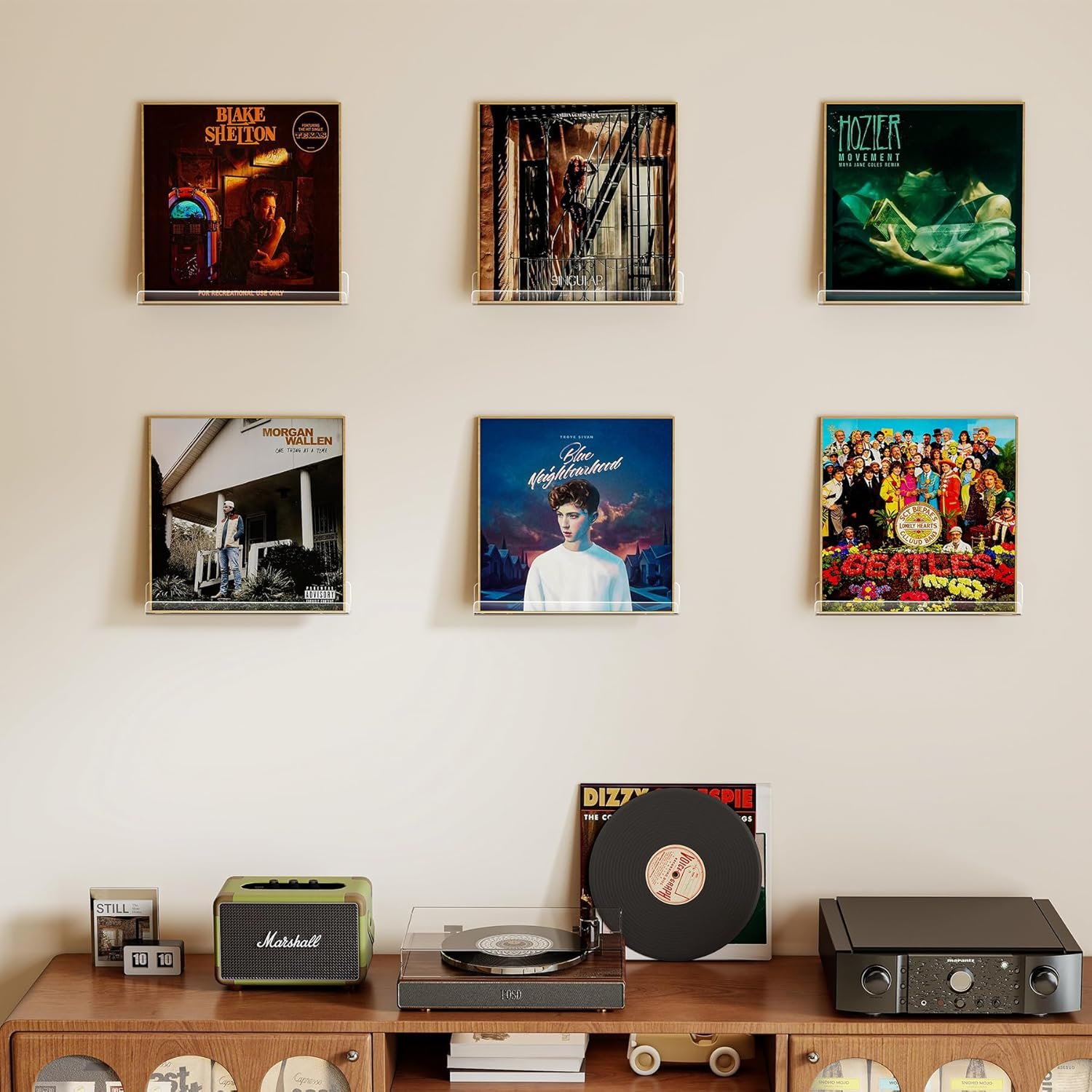Vinyl Record Shelf Wall Mount, 12 inch Clear Acrylic Album Record Holder Display, Floating Shelves for Wall, Magazine Shelf, Kids Bookshelf, Suitable for Bedroom, Living Room, etc.—6 Pack - Image 2