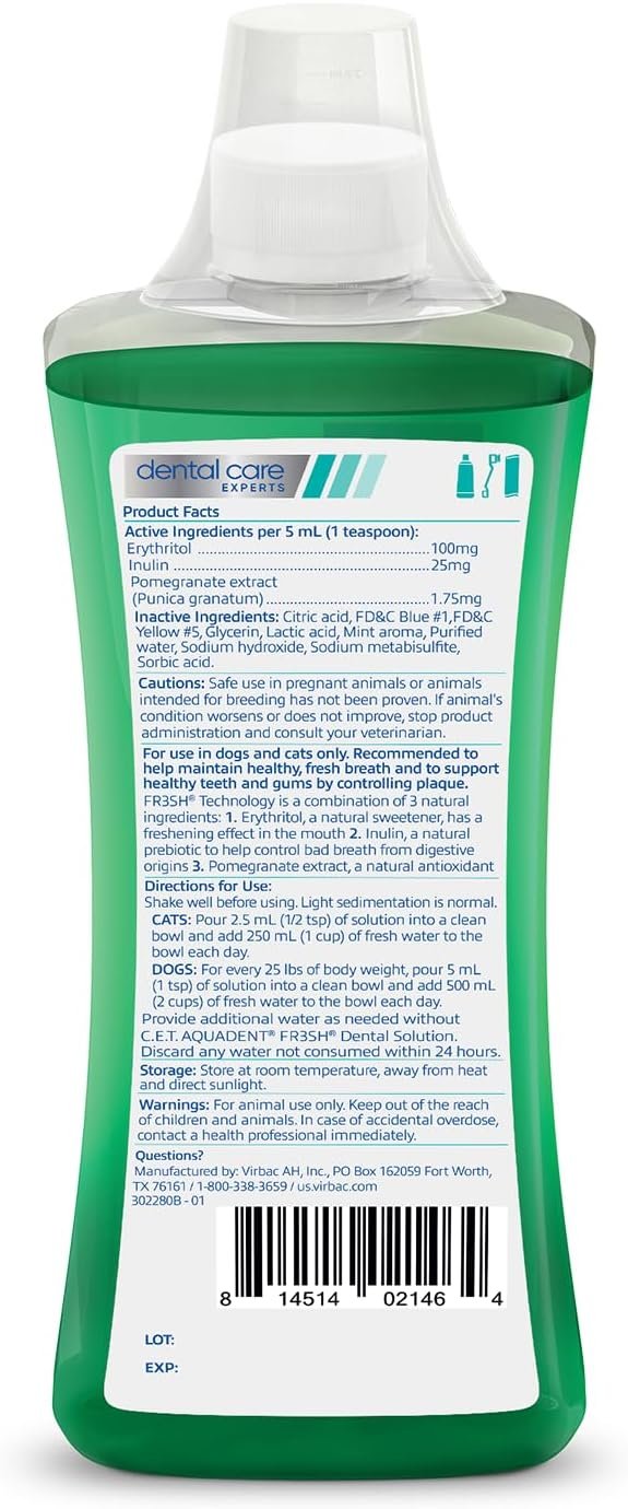 Virbac C.E.T. Aquadent Dental Solution for Dogs and Cats (250 ml) - Image 2