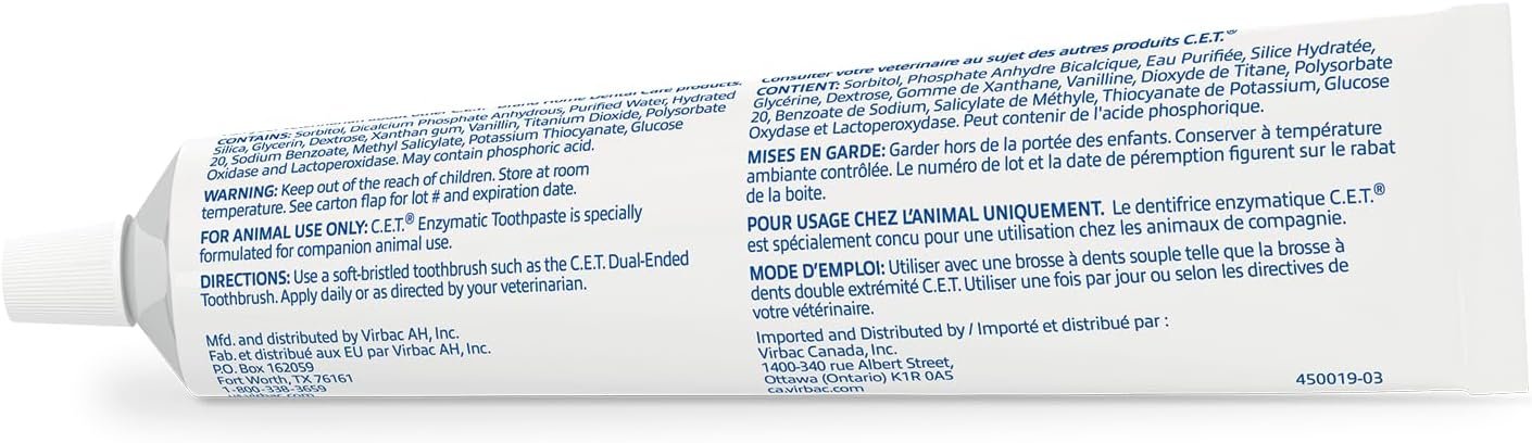 Virbac C.E.T.® Enzymatic Toothpaste| Tartar & Plaque Control for Fresh Breath | Pet Dental Care Toothpaste |Vanilla Mint Flavor, 2.5 oz - Image 2