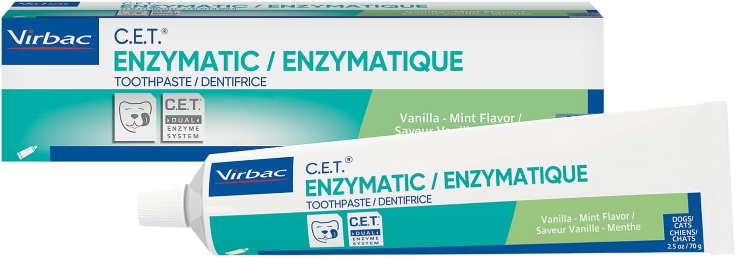 Virbac C.E.T.® Enzymatic Toothpaste| Tartar & Plaque Control for Fresh Breath | Pet Dental Care Toothpaste |Vanilla Mint Flavor, 2.5 oz