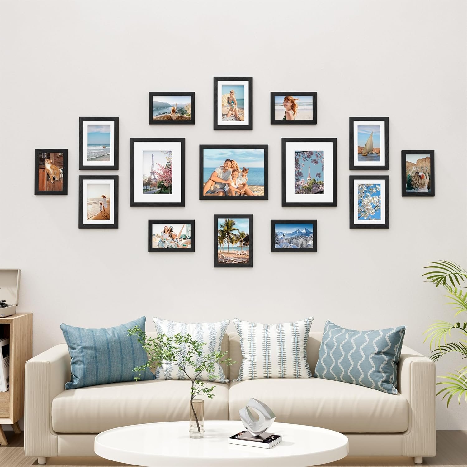Vittanly 15 Pack Picture Frames Collage Wall Decor for Mounting or Tabletop Display, Gallery Frame Set for Family, Multi Sizes Including 3pcs 8x10, 6pcs 5x7, 6pcs 4x6, Black - Image 2