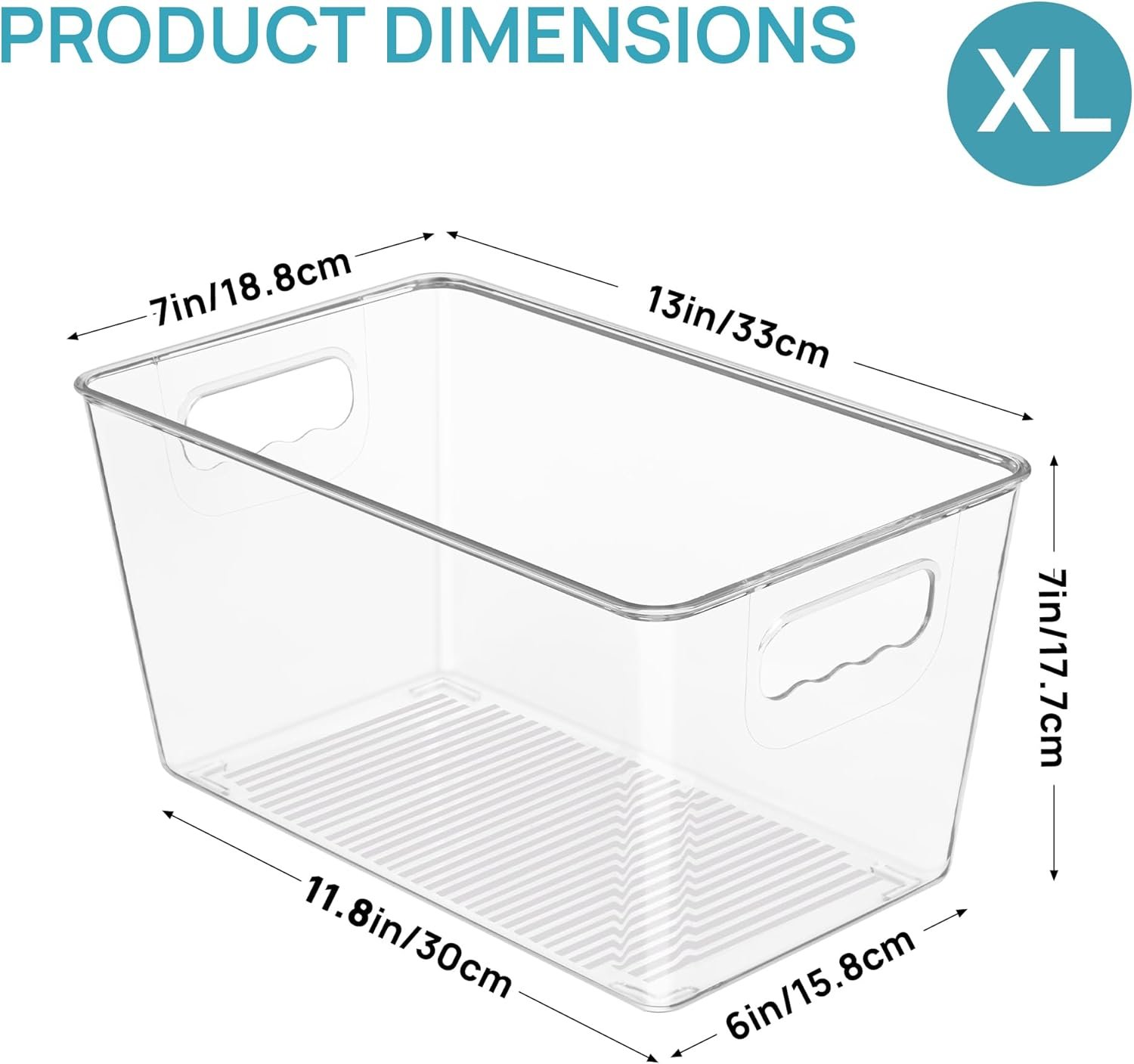 Vtopmart 6 PCS Clear Plastic Storage Bins, Pantry Organizer Containers with Handle for Refrigerator, Fridge, Cabinet, Kitchen, Countertops, Cupboard, Home Organization and Storage, XL - Image 2