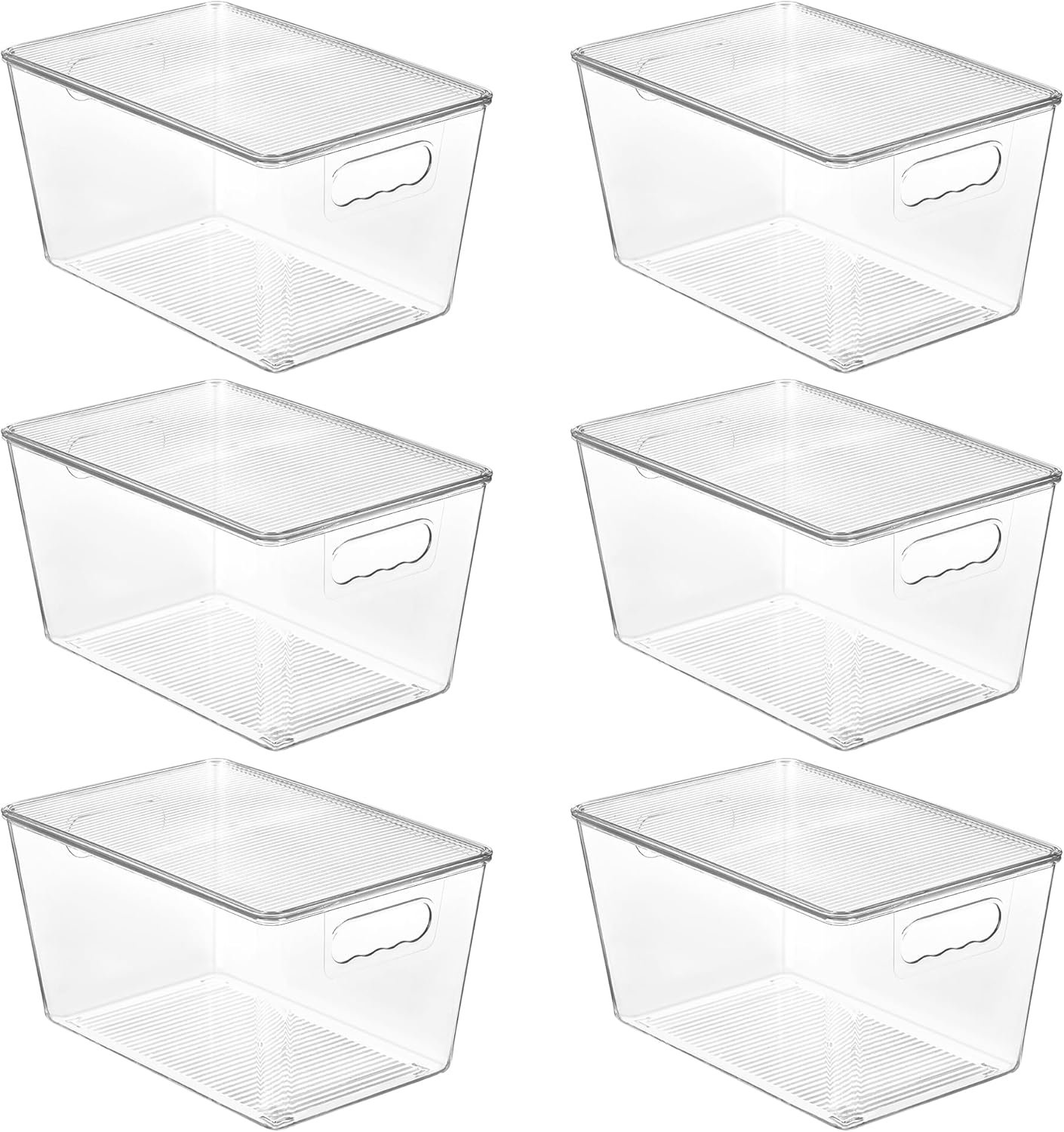 Vtopmart 6 Pack Clear Stackable Storage Bins with Lids, Large Plastic Containers with Handle for Pantry Organizer and Storage,Perfect for Bathroom,Cabinet,Kitchen,Fridge,Closet Organization