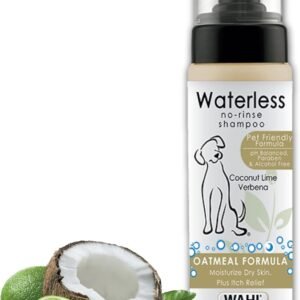 Wahl USA Pet Friendly Waterless No Rinse Shampoo for Animals - Coconut Lime Verbena Scent – Oatmeal Formula Cleans, Conditions, Detangles & Moisturizes Dogs Fur – 7.1 Oz - Model 820015A