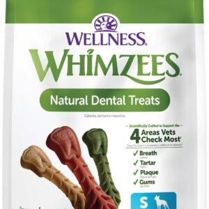 Whimzees Wellness Brushzees Dog Dental Treats, Small Size Stick, (24 Count)