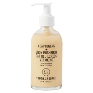 Youth To The People Supershroom Facial Cleanser - Adaptogens + Snow Mushroom Oat Oil Lipids Vitamins Face Wash, Nourishing Makeup Remover for Dry + Sensitive Skin, Soothes Redness