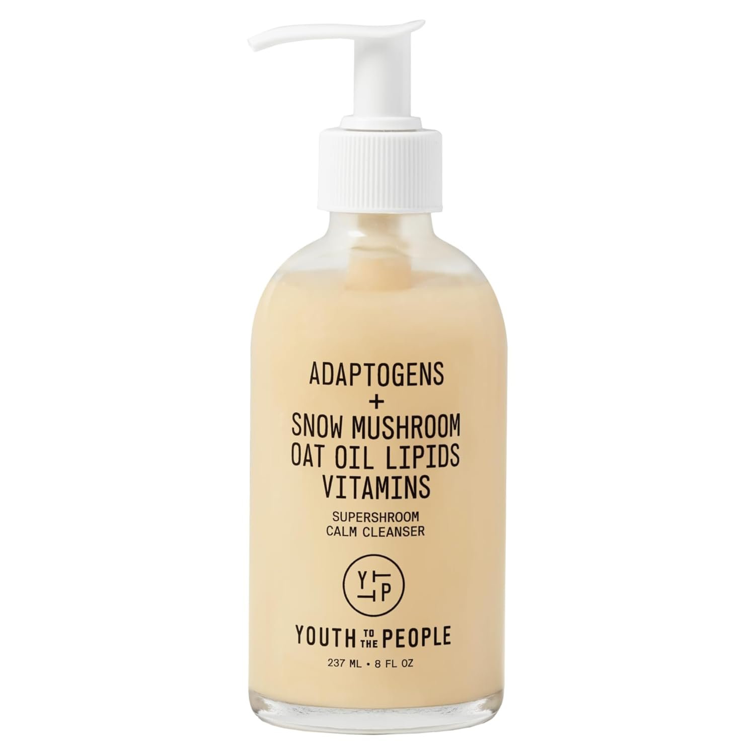 Youth To The People Supershroom Facial Cleanser - Adaptogens + Snow Mushroom Oat Oil Lipids Vitamins Face Wash, Nourishing Makeup Remover for Dry + Sensitive Skin, Soothes Redness