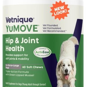 YuMOVE Hip & Joint Supplement for Dogs - Glucosamine, Green Lipped Mussel, Hyaluronic Acid & Omega 3 Supports Mobility & Joint Comfort 60 Chews (Large/XL Dogs)