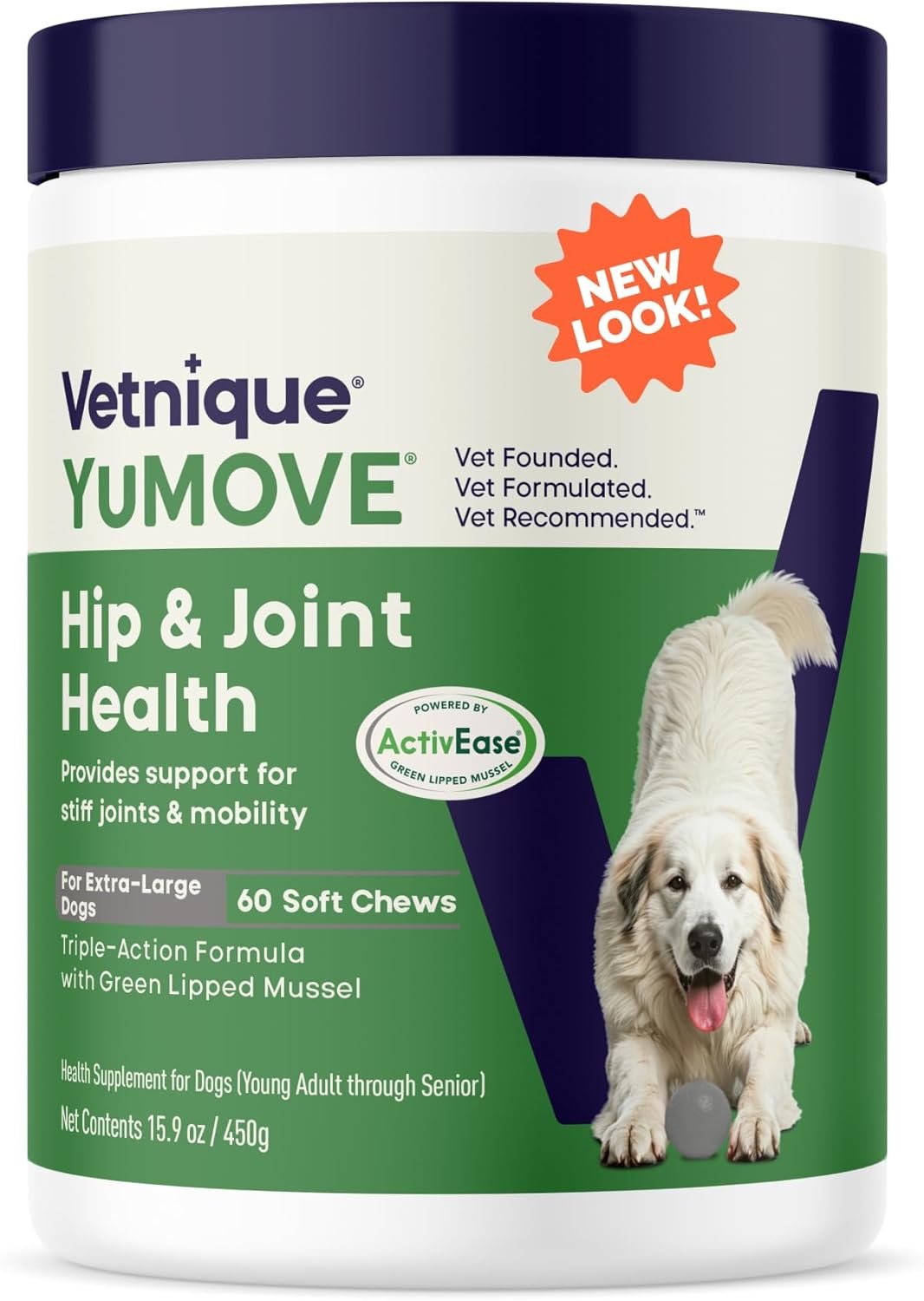 YuMOVE Hip & Joint Supplement for Dogs - Glucosamine, Green Lipped Mussel, Hyaluronic Acid & Omega 3 Supports Mobility & Joint Comfort 60 Chews (Large/XL Dogs)