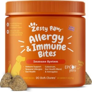 Zesty Paws Dog Allergy Relief Chews, Dog Probiotics for Itchy Skin and Ears, Lamb, 90ct