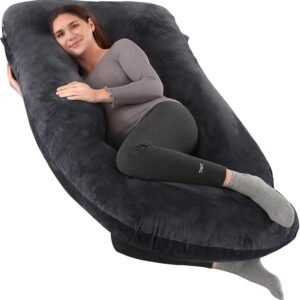 cauzyart Pregnancy Pillows for Sleeping U-Shape Full Body Pillow and Maternity Support - for Back, HIPS, Legs, Belly for Pregnant Women with Removable Washable Cover(Black)