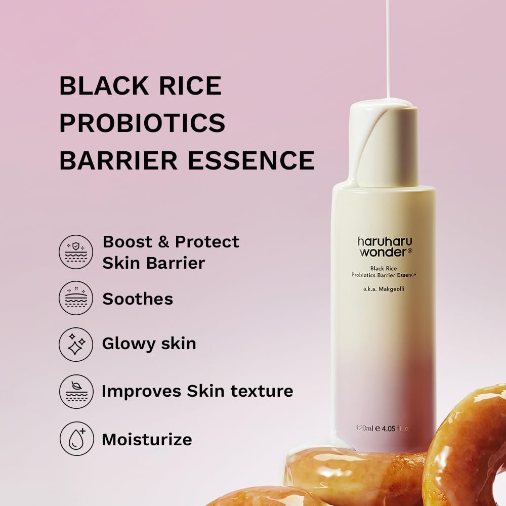 haruharu Wonder Black Rice Probiotics Barrier Essence, Skin Flooding & Layering, Strengthens Skin Barrier, Moisturizes, Glowy Radiant Skin, Ceramide & Panthenol, 4.05 fl.oz - Image 2