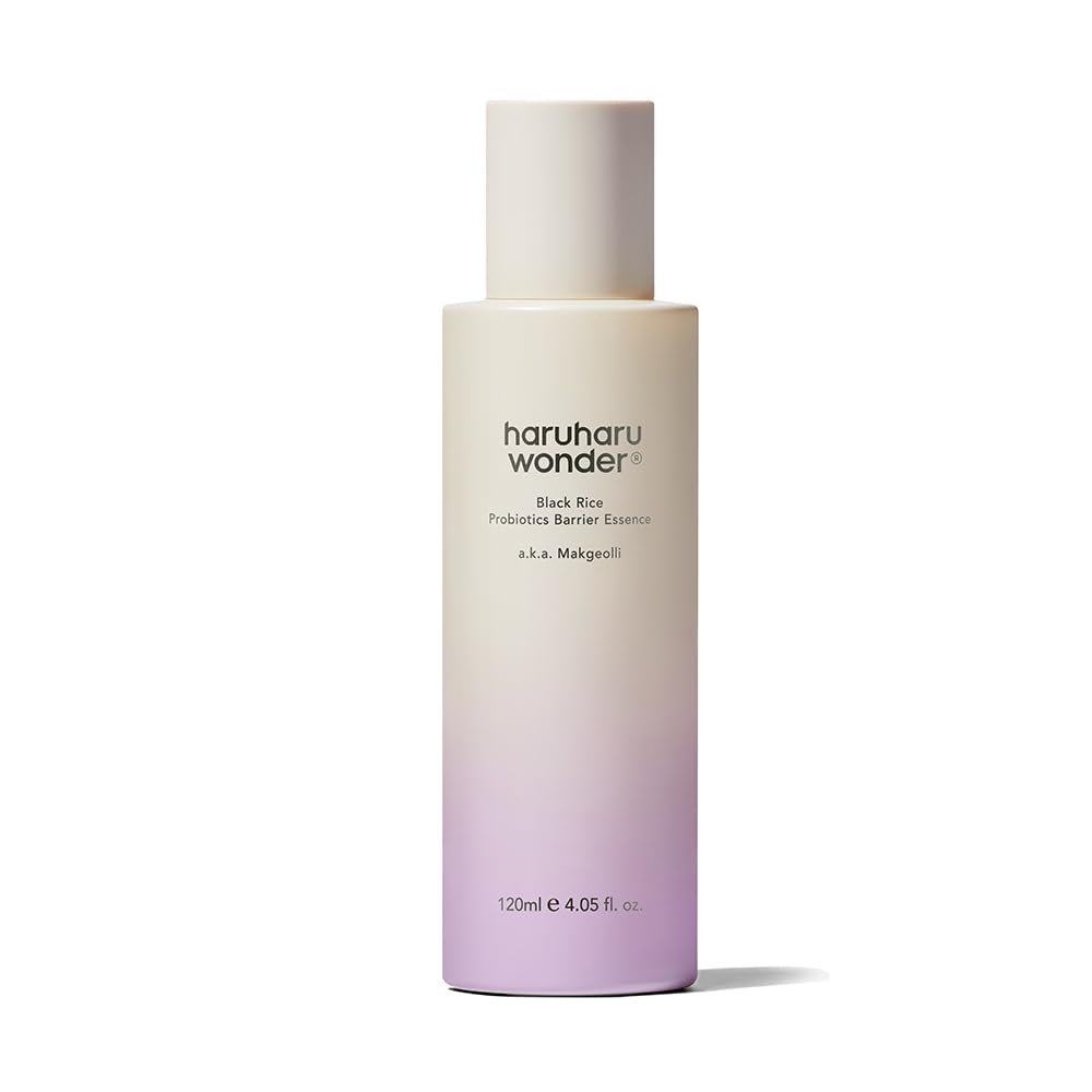 haruharu Wonder Black Rice Probiotics Barrier Essence, Skin Flooding & Layering, Strengthens Skin Barrier, Moisturizes, Glowy Radiant Skin, Ceramide & Panthenol, 4.05 fl.oz