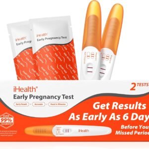iHealth Early Pregnancy Test 2-Pack, Ultra-Sensitive Detection, Over 99% Accurate. Get Reliable Results 6 Days Before Your Missed Period. Easy at-Home HCG Fertility Test Kit, Individually Wrapped