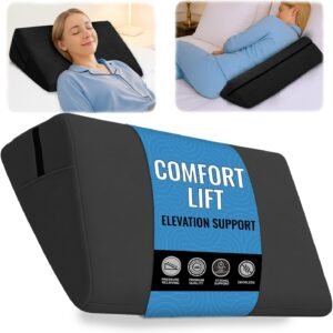 sokoro Bed Wedge Pillow for Sleeping, Triangle Pillow Wedge, Acid Reflux, Gerd, After Surgery, Back Support, Body Positioners for Pregnancy, Adults, Seniors to Elevate Head, Knee, Leg, Black