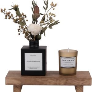 zoocatia Small Wood Tray Pedestal Stand Farmhouse Bathroom Decor Decorative Wooden Riser Kitchen Soap Dish Holder for Vanity, Counter, Sink, Brown