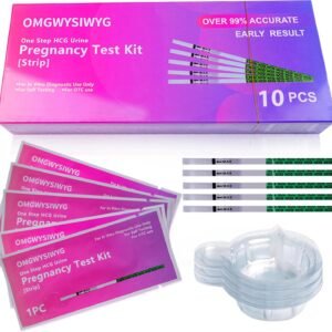 [10 Pack] OMGWYSIWYG Pregnancy Test HCG Strips Bulk - Over 99% Accurate & Easy to Use at Home & Fast Early Detection & Sensitive & Clear Results & Individually Wrapped for Fertility Women