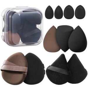 11Pcs Makeup Sponge Set with 5pcs Make Up Sponges,4pcs Cushion Foundation Puff and 2pcs Powder Puff for Foundation and Powder