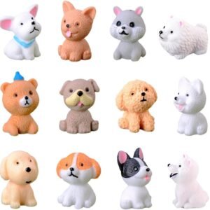 12 Pcs Dog Figures for Kids, Animal Toys Set Cake Toppers, Dog Figurines Collection Playset for Christmas Birthday Gift Desk Decorations