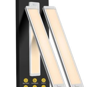 14.7inch Under Cabinet Lighting, 2 Pack Rechargeable Motion Sensor Light Indoor, 5 Levels Dimmable Magnetic Closet Lights, Wireless Under Counter Lights for Kitchen, Stairs,Hallway