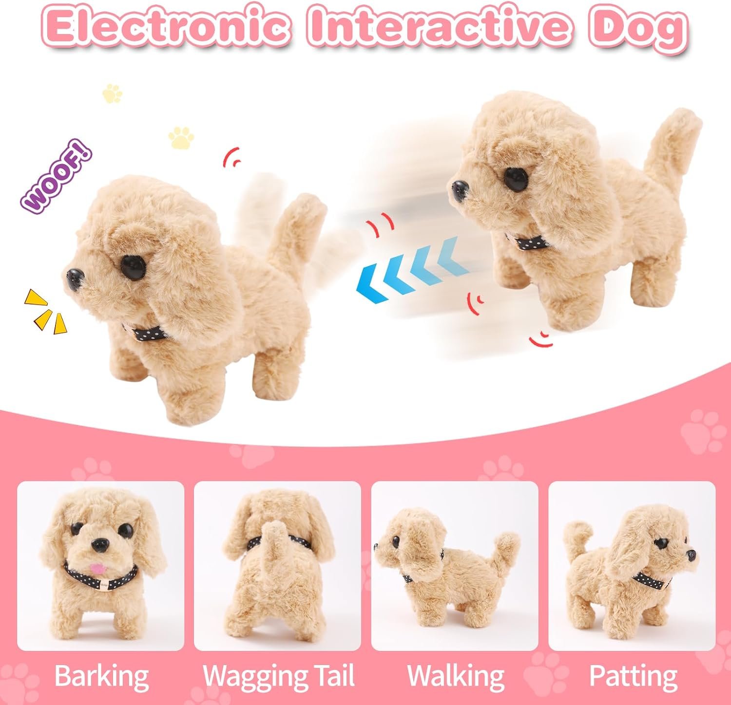 14PCS Dog Toys for Kids, Walking Barking Electronic Interactive Plush Puppy Toy with Carrier and Accessories, Pet Care Toy Set for Kids, for Girls and Boys 3 4 5 6+ Year Old - Image 2