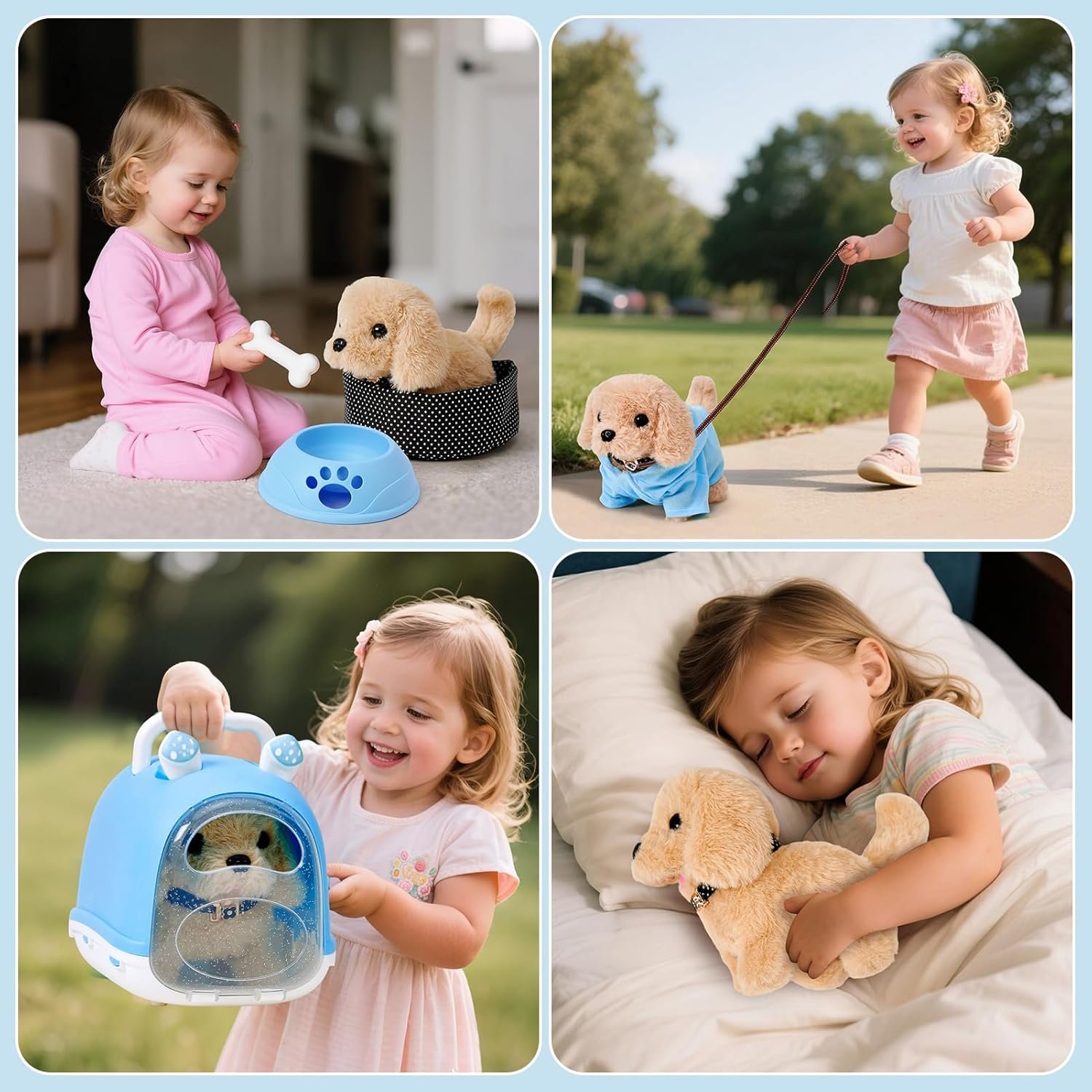 14pcs Robot Dog Toys for Kids Girls Boys 3-6, Realistic Electronic Interactive Plush Toy Dog with Walk & Bark, Pretend Play Puppy Pet Care Playset, 3 4 5 6 Year Old Girl Birthday Gift Ideas - Image 3