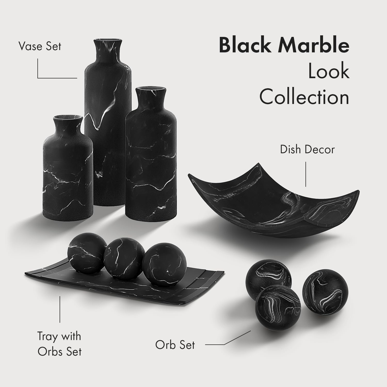 Creative Scents Black Marble Look Decorative Bowl, Coffee Table Decor for Living/Dining Room, Modern Black Catch-All Key Dish Decorations for Entryway, Black Decor - Fruit Bowl for Kitchen Counter - Image 9
