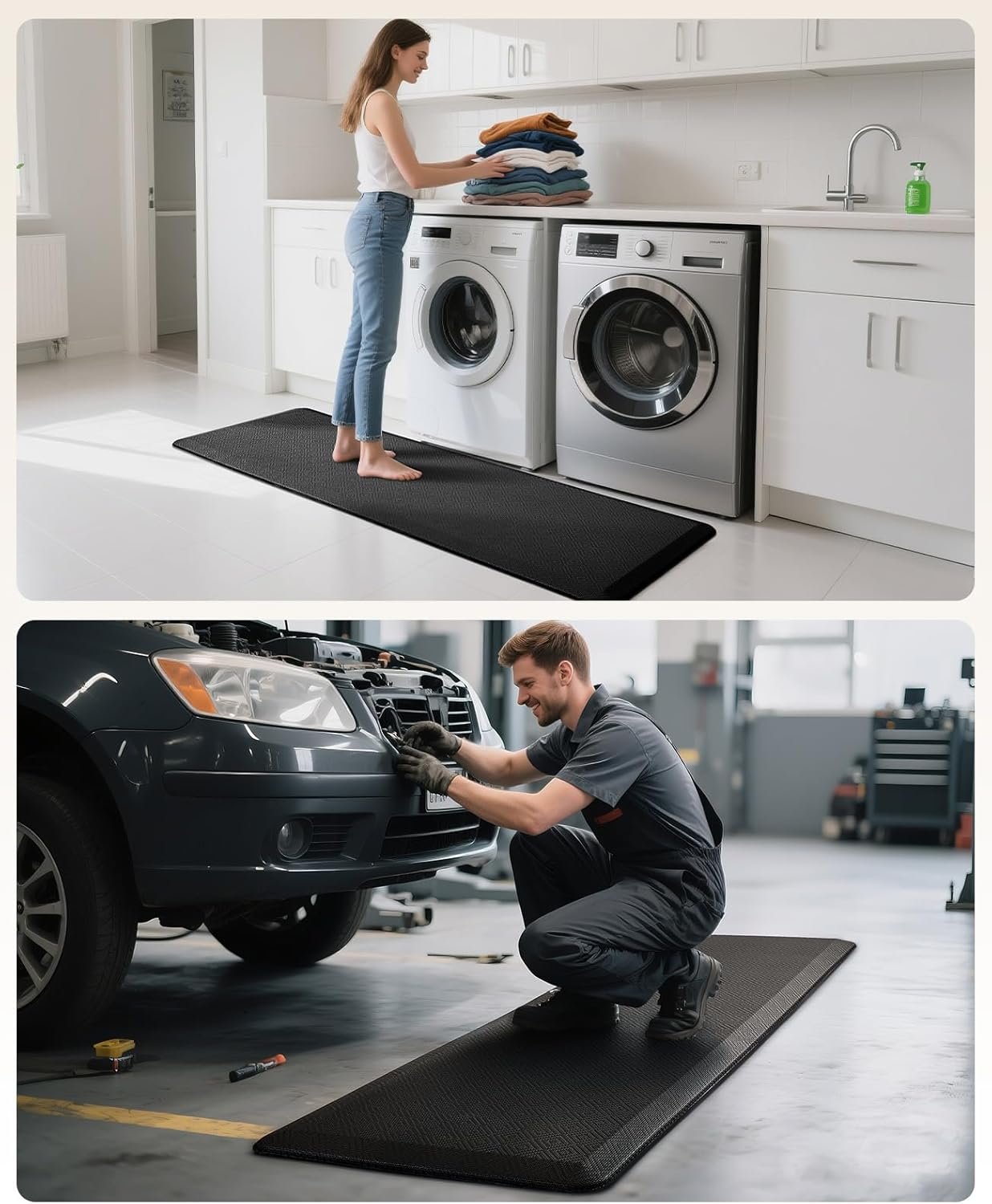 Ophanie Kitchen Mats for Floor, 3/4 Inch Thick Kitchen Rugs, 24'' x 70'' Anti Fatigue Standing Cushioned Mat, Waterproof,Comfort Ergonomic Mat for Office, Home, Sink, Black Non-Slip Bottom - Image 7