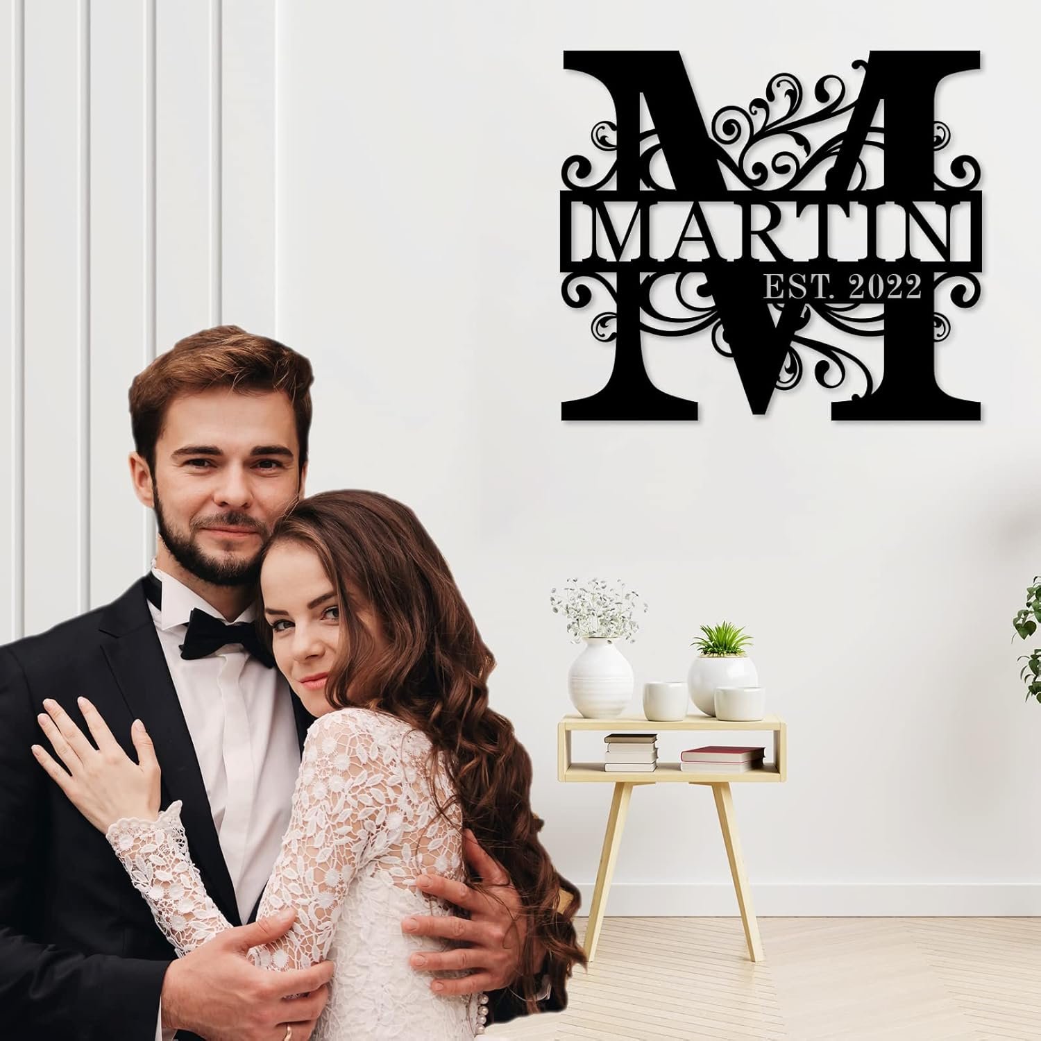 Custom Metal Family Name Sign with Initials and Established Date, Personalized Last Name Plaque for Wall Decor, Housewarming Wedding Gift, Home Office Art - Image 3