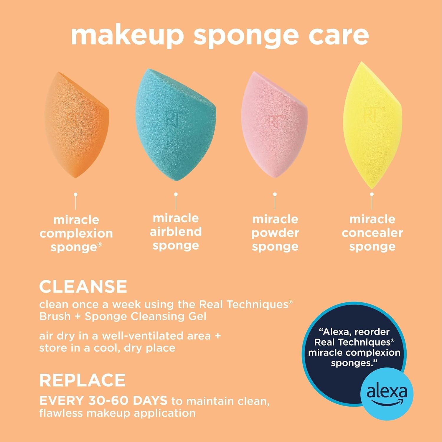 Real Techniques Miracle Complexion Sponge, Beauty Sponge, Makeup Blending & Foundation Application, Streak-Free, Full Coverage Finish, Vegan, Cruelty & Latex-Free, 1 Count - Image 7