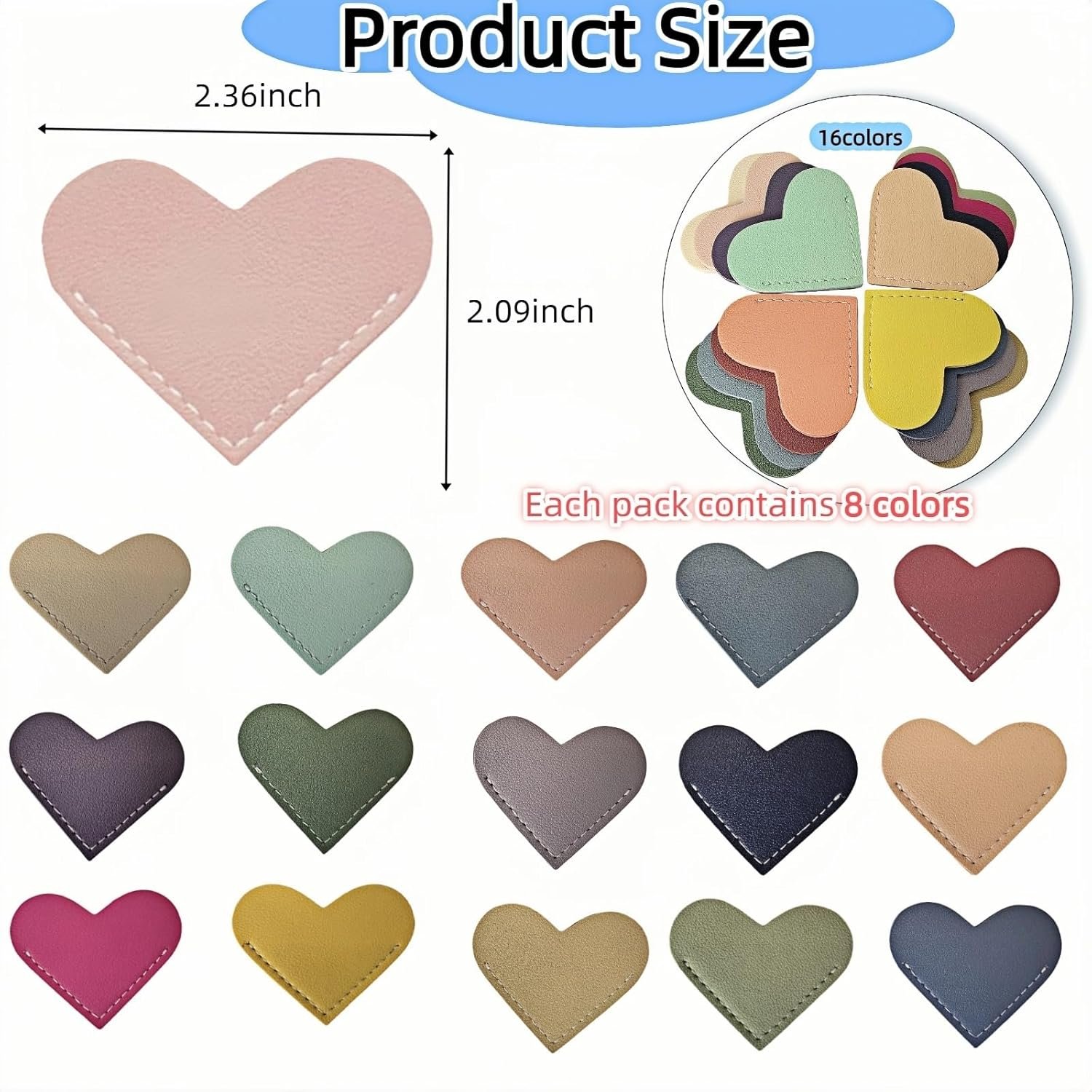 Leather Heart Bookmarks - OOEOO 8 Pieces Cute Corner Page Book Marks Gifts for Reading Women Teachers Students Book Lovers, for School Office Home Supplies(8PC Colors A) - Image 5