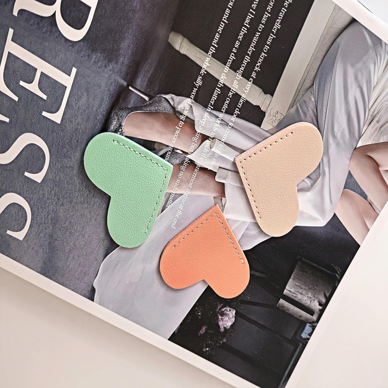 Leather Heart Bookmarks - OOEOO 8 Pieces Cute Corner Page Book Marks Gifts for Reading Women Teachers Students Book Lovers, for School Office Home Supplies(8PC Colors A) - Image 6