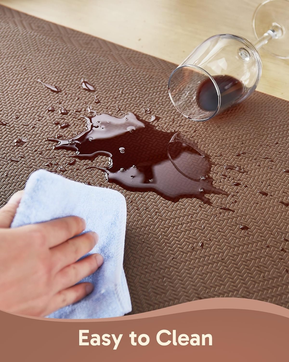 Ophanie Kitchen mats for Floor, 3/4 inch Thick, Kitchen Rugs, 20x39 Anti Fatigue Standing Cushioned Mat, Waterproof,Comfort Ergonomic mat for Office, Home, Sink, Brown Non-Slip Bottom - Image 4